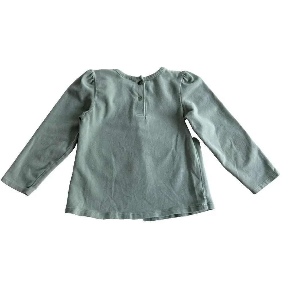 Vintage Y2K Oshkosh Embroidered Light Green Toddler Girls 24M Long Sleeve Shirt